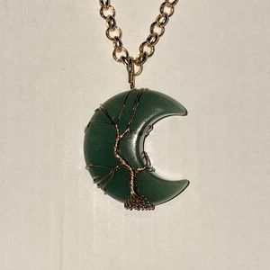 Jade Moon Wire Gold Chain Necklace